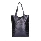 Divatos kék metál színű  bőr shopper