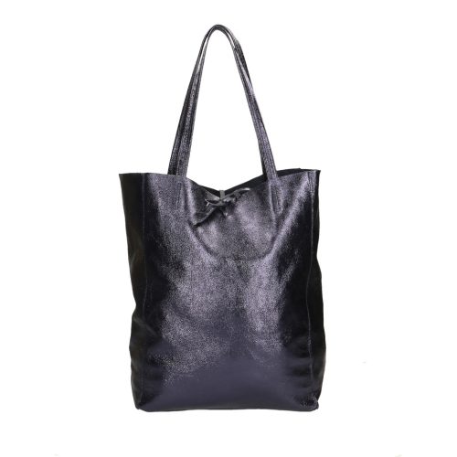 Divatos kék metál színű  bőr shopper