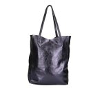 Divatos kék metál színű  bőr shopper