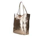 Divatos bronz színű  bőr shopper