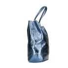 Divatos farmer kék metál színű  bőr shopper
