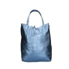 Divatos farmer kék metál színű  bőr shopper