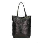 Divatos fekete metál színű  bőr shopper