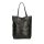 Divatos fekete metál színű  bőr shopper