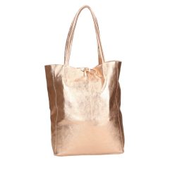 Divatos púder színű  bőr shopper