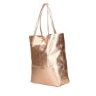 Divatos púder színű  bőr shopper