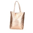 Divatos púder színű  bőr shopper