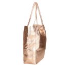 Divatos púder színű  bőr shopper