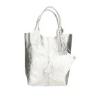 Ezüst hasított bőr shopper