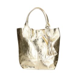 Fémes hatású hasított bőr shopper táska – Modern elegancia
