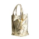 Fémes hatású hasított bőr shopper táska – Modern elegancia