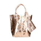Fémes hatású hasított bőr shopper táska – Modern elegancia