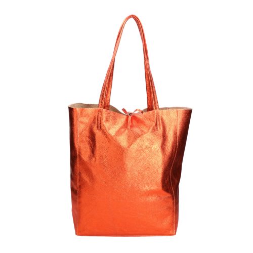 Fémes hatású hasított bőr shopper táska – Modern elegancia