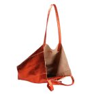 Fémes hatású hasított bőr shopper táska – Modern elegancia