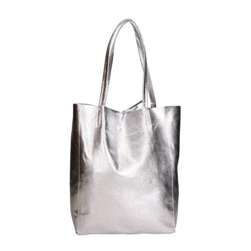 Fémes hatású hasított bőr shopper táska – Modern elegancia