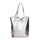 Fémes hatású hasított bőr shopper táska – Modern elegancia