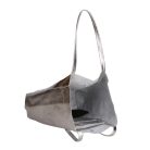 Fémes hatású hasított bőr shopper táska – Modern elegancia