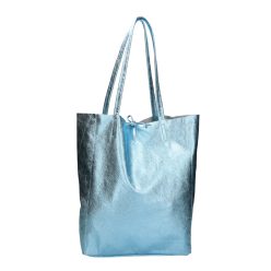 Fémes hatású hasított bőr shopper táska – Modern elegancia