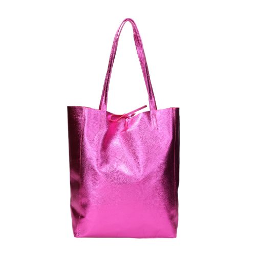 Fémes hatású hasított bőr shopper táska – Modern elegancia