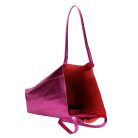 Fémes hatású hasított bőr shopper táska – Modern elegancia