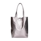 Fémes hatású hasított bőr shopper táska – Modern elegancia
