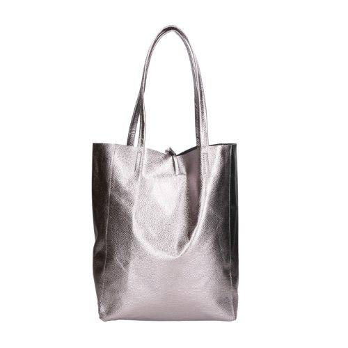Fémes hatású hasított bőr shopper táska – Modern elegancia