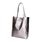 Fémes hatású hasított bőr shopper táska – Modern elegancia