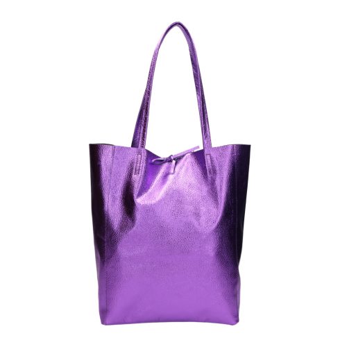 Fémes hatású hasított bőr shopper táska – Modern elegancia