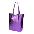 Fémes hatású hasított bőr shopper táska – Modern elegancia