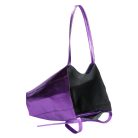 Fémes hatású hasított bőr shopper táska – Modern elegancia