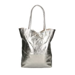 Fémes hatású hasított bőr shopper táska – Modern elegancia