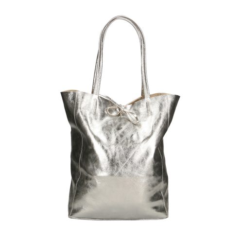 Fémes hatású hasított bőr shopper táska – Modern elegancia