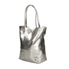 Fémes hatású hasított bőr shopper táska – Modern elegancia