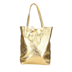 Fémes hatású hasított bőr shopper táska – Modern elegancia