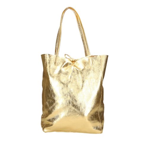 Fémes hatású hasított bőr shopper táska – Modern elegancia