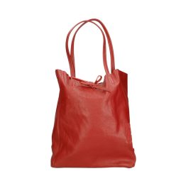 Piros közepses méretű bőr shopper