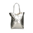 Divatos ezüst színű  bőr shopper