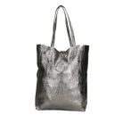 Divatos sötét ezüst színű  bőr shopper