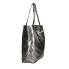Divatos sötét ezüst színű  bőr shopper